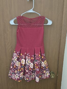 Knitworks Raspberry Floral Lace Yoke Party Dress